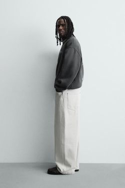 ZARA ТОЛСТОВКА С КОНТРАСТНЫМ ПРИНТОМ, ТЕМНЫЙ АНТРАЦИТ