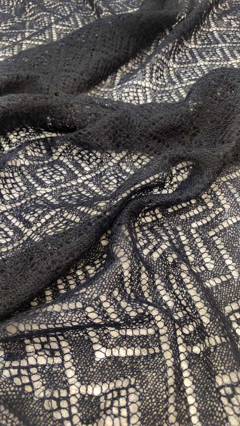 Оренбургский пуховый платок П3-120-07 черный