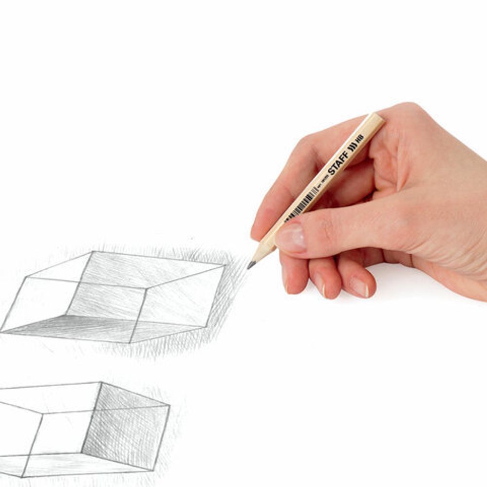 Карандаш чернографитный УКОРОЧЕННЫЙ STAFF "Basic", 90 мм, HB, без резинки, лакированный корпус, заточенный, 181255