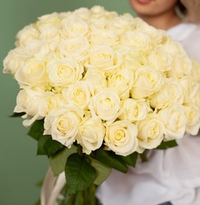 Flower bouquet of 51 Russian white roses