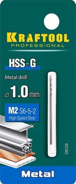 KRAFTOOL HSS-G, 1.0 х 40 мм, сталь P6M5, сверло по металлу (29651-1)