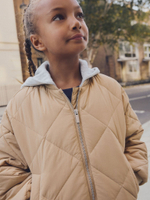 Бомбер с капюшоном для девочки Next E25-223, Бежевый, Серый