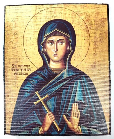 Икона на дереве, холст: Евгения Римская Св. прпмца, 12х15 (Почаевская Лавра)