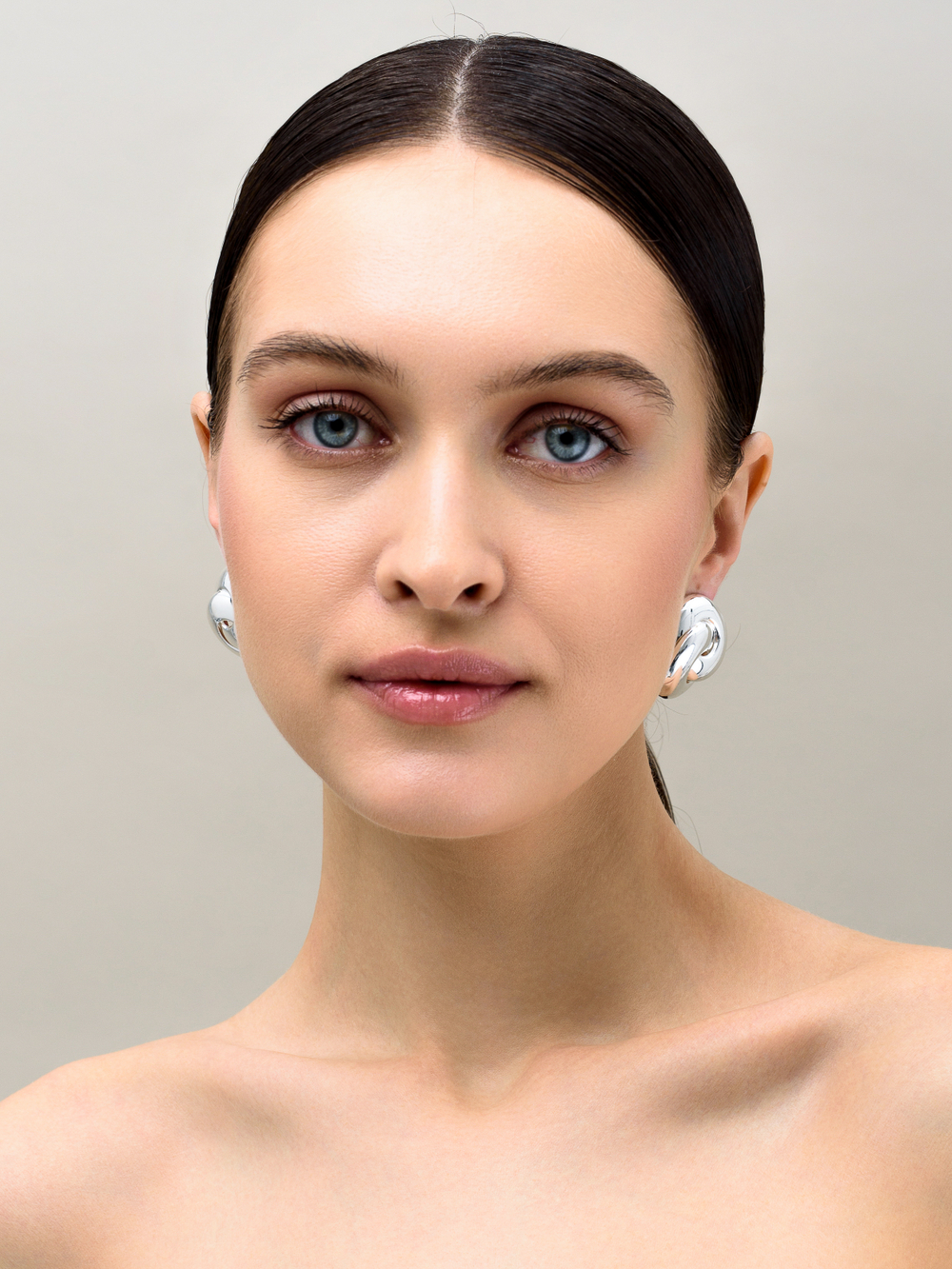 Серьги "Double round element" Silver