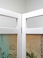 Ширма - перегородка для зонирования пространства деревянная с картинкой с обеих сторон "Райские птички", 3 створки, 480*1800 мм