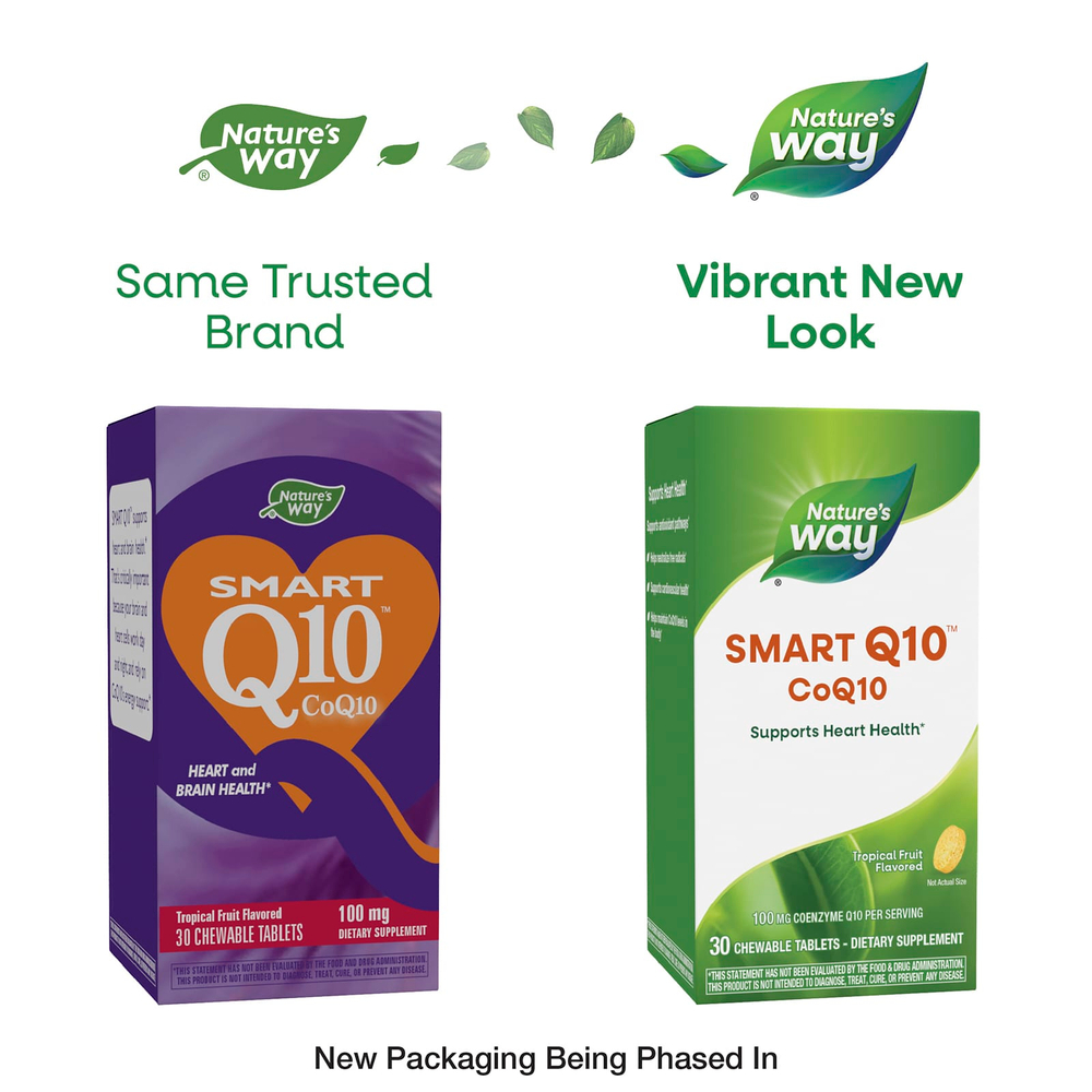 Nature's Way, Smart Q10 ™, тропические фрукты, 100 мг, 30 жевательных таблеток