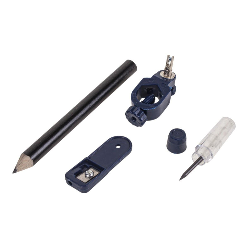 Циркуль 2в1: стержни и насадка под карандаш в наборе, точилка, пласт.футляр