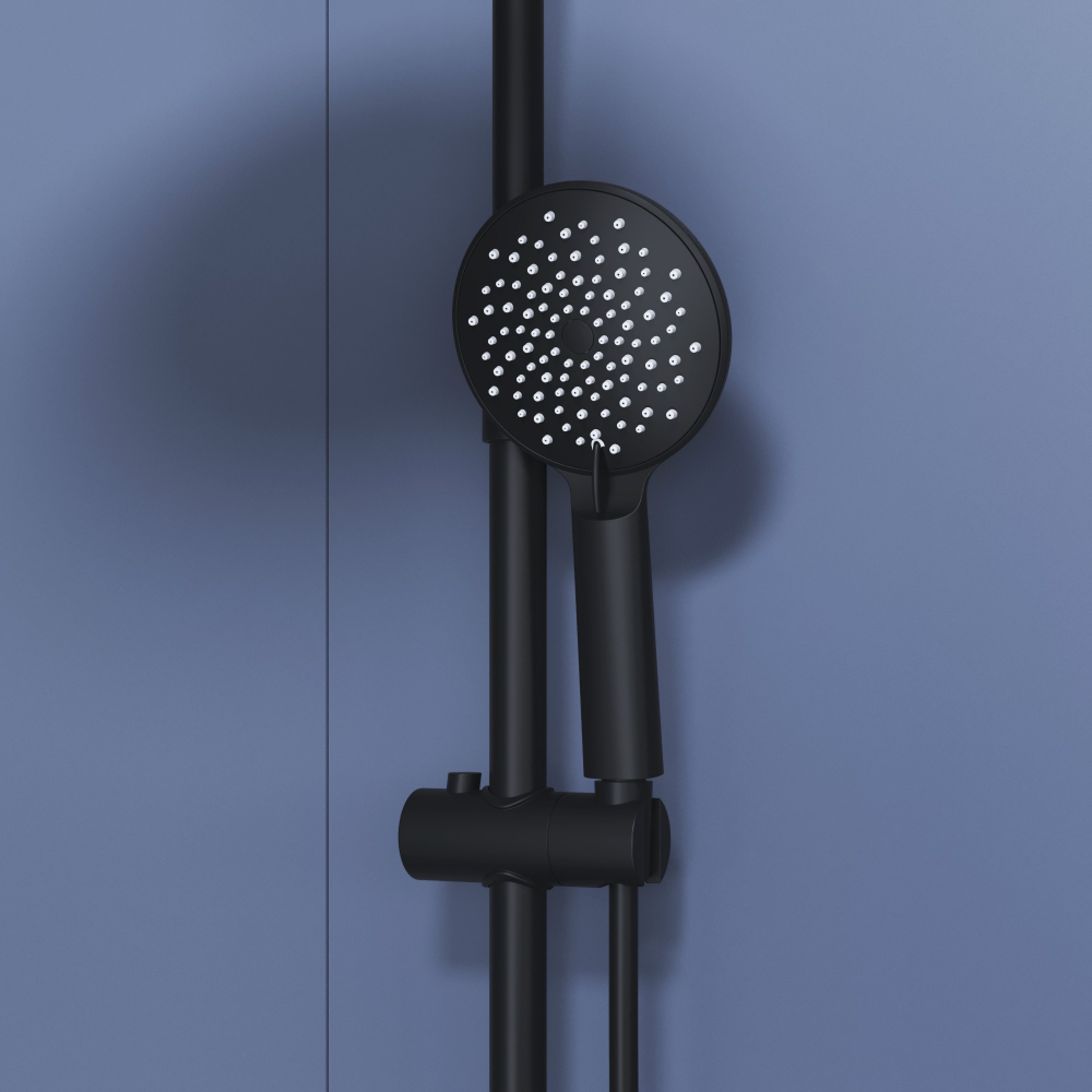 Душевая стойка черная со смесителем из стали RGW SP-25B