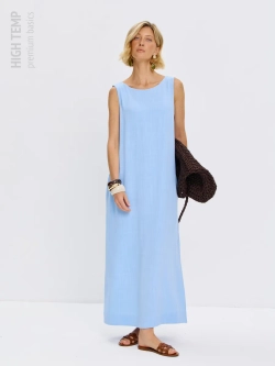 Льняной сарафан макси с карманами