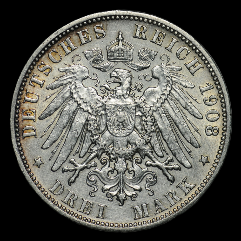 3 марки 1908 года Германская империя (Бавария) серебро