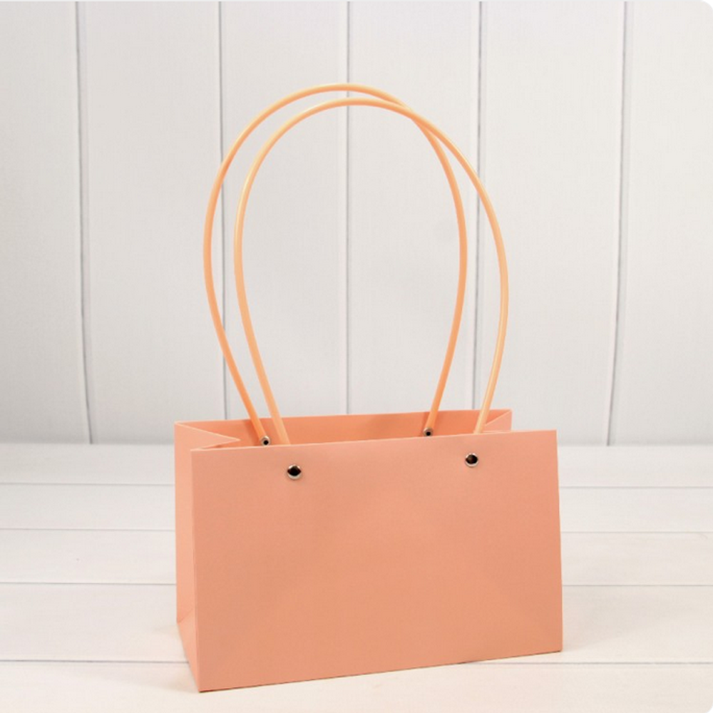 Пакет подарочный 22х13,5х10,5 Ваза для цветов (Персиковый)