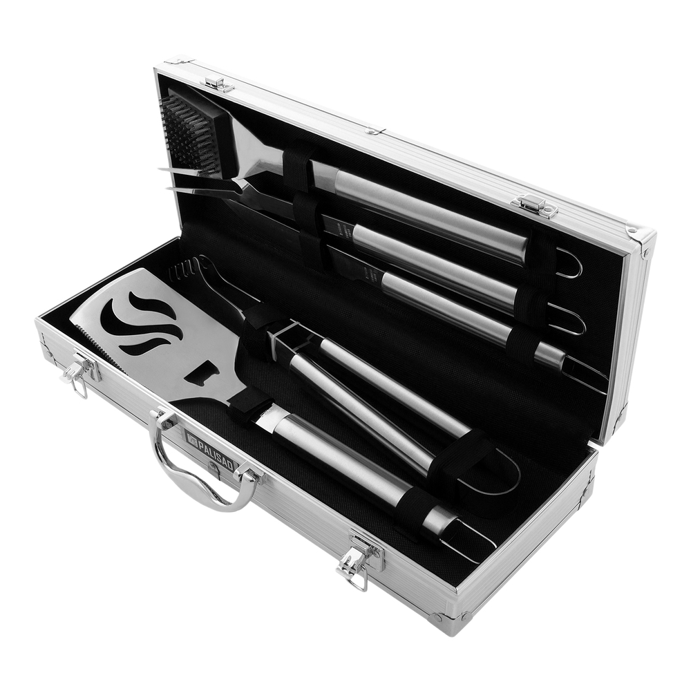 Набор приборов для барбекю, 5 шт, в алюминиевом кейсе, Camping Palisad