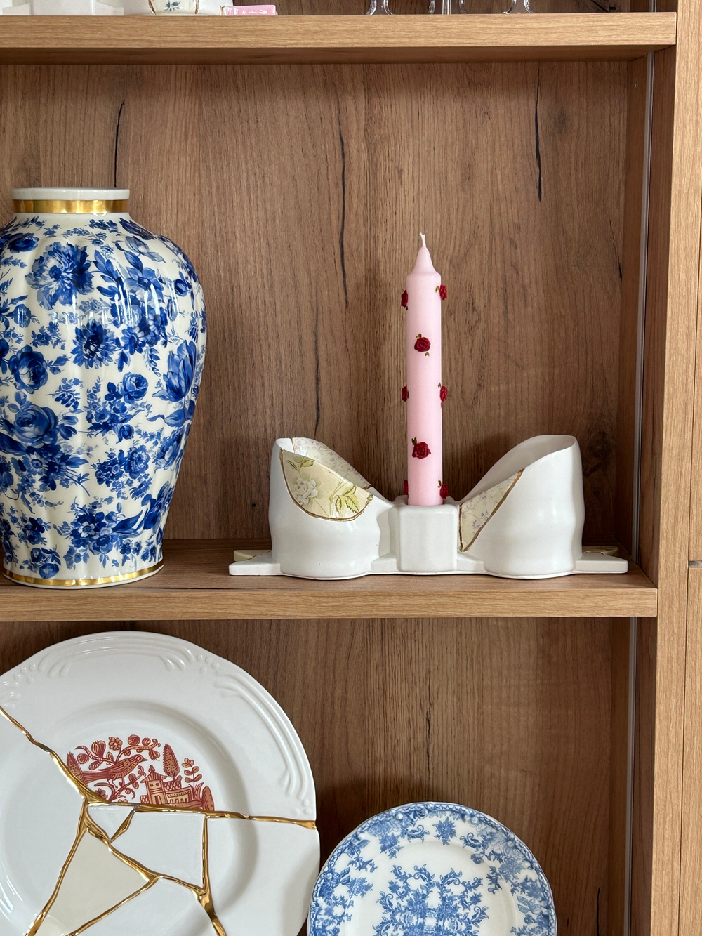 Гипсовый подсвечник Бант Kintsugi