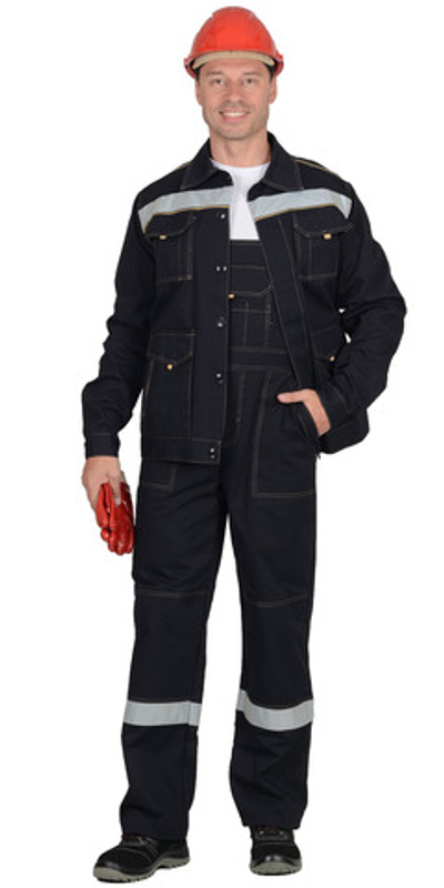 Костюм "ТРОЯ": куртка, полукомбинезон синий с СОП (100% узбекская саржа) пл. 320 г/кв.м