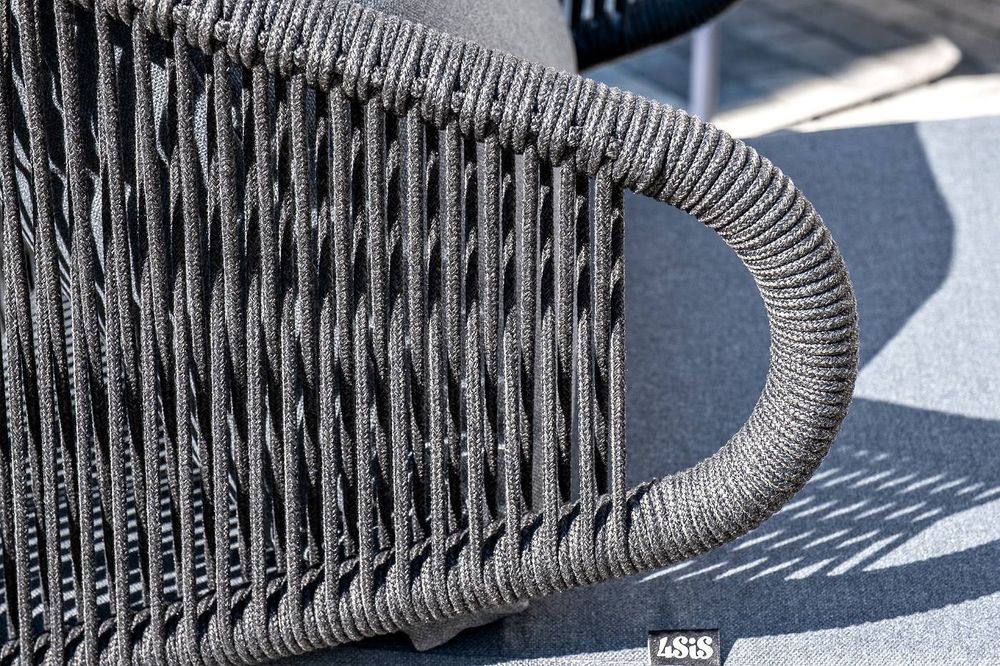 "Милан" лаунж-зона 4-местная плетеная из роупа (веревки), каркас алюминиевый темно-серый, роуп темно-серый