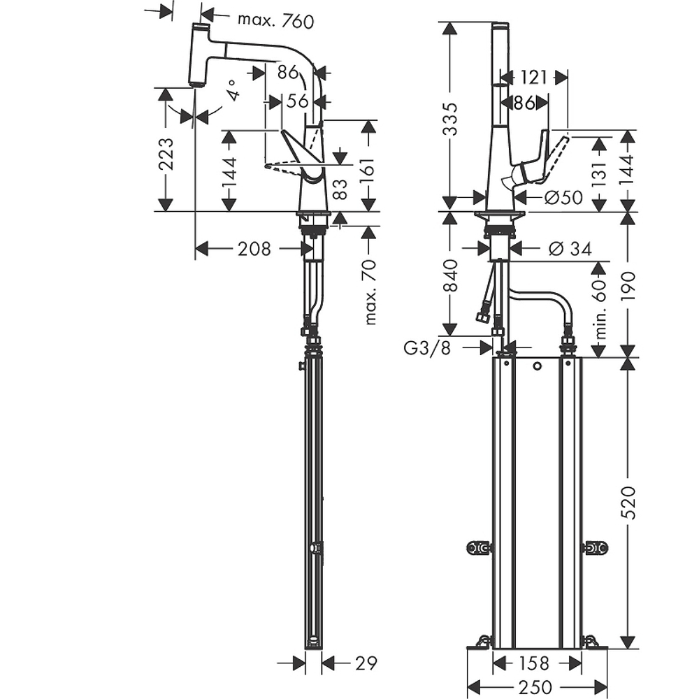 Смеситель для кухни Hansgrohe Talis Select M5115-H220 73852000 хром