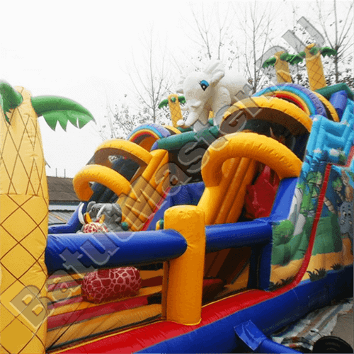 Коммерческий надувной батут "Слоник с двумя переходами"