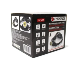 Фонарь светодиодный аккумуляторный налобный (5W COB LED1500Lm,,2000mAh,зарядка12V,время раб.4ч,время заряд.6ч,защита гнезда зарядки) Forsage F-01403