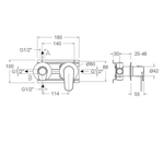 Встраиваемый смеситель для душа на 2 выхода ALEXIA 361512HSGR графит