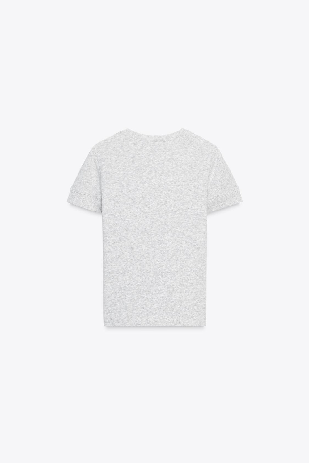 ZARA МИНИМАЛИСТИЧНАЯ ФУТБОЛКА С КОРОТКИМИ РУКАВАМИ, СЕРЫЙ МЕЛАНЖ