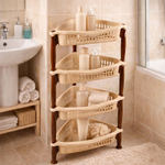 Этажерка угловая 4-х секционная, цвет молочный