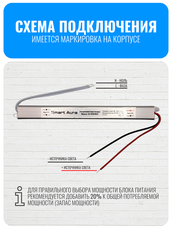 Ультратонкий блок питания Smart Aura для светодиодной ленты