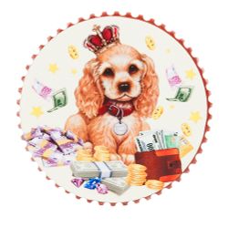 Фигурка декоративная (магнит) "Собачка-королева" d=7см. и=0,5см. (6видов) (min12)