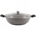 Сотейник 30*8,5см со съемными ручками и стекл. крышкой «Мраморная» (светлый мрамор) смс308а