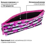 Пенал-косметичка BRAUBERG треугольный, мягкий, "Flamingo", 22х3х8 см, 229254