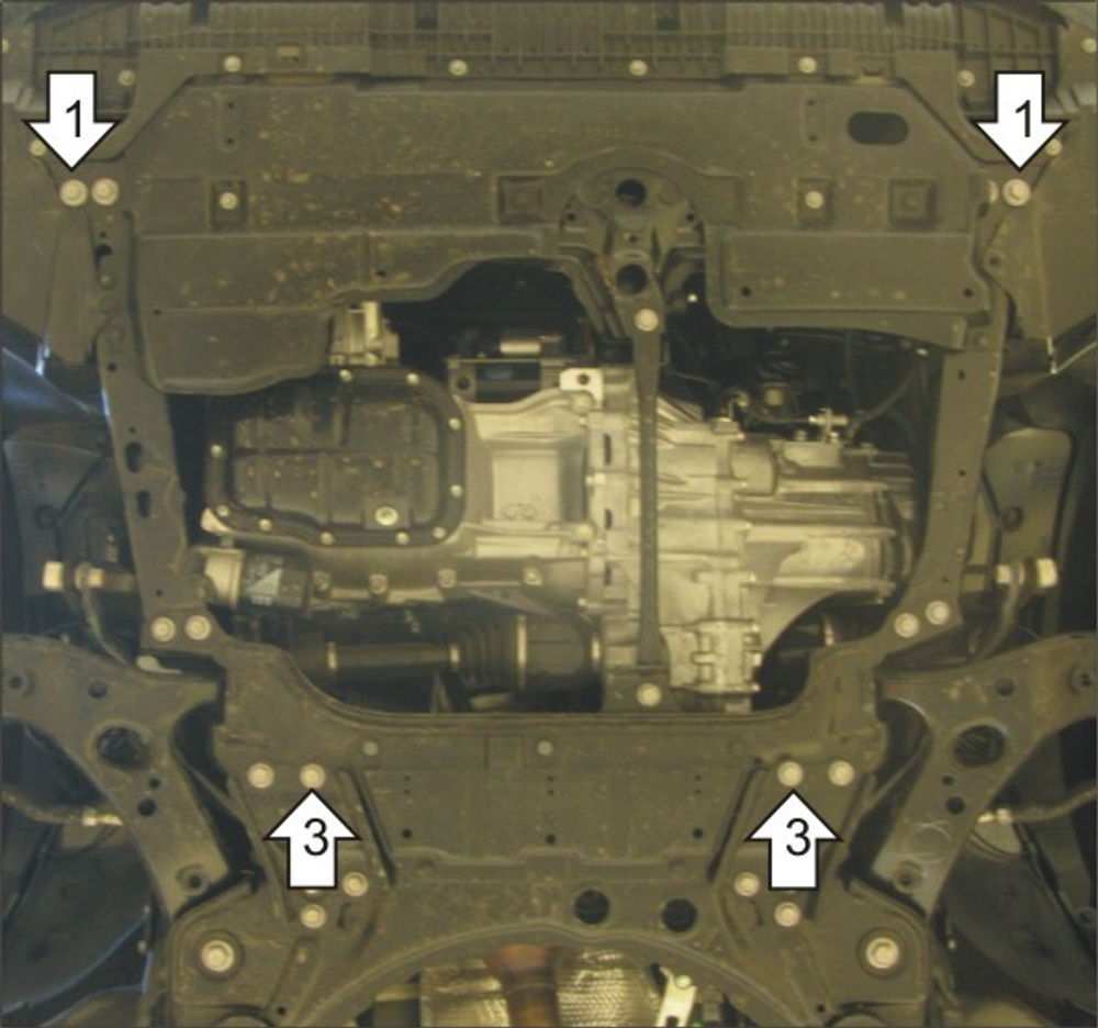 Усиленная защита Motodor картера двигателя, кпп. 2 мм, сталь. для Toyota Avensis 2009-2011,Toyota Auris 2006-2012,Toyota Corolla 2006-2013,Toyota Verso 2009-2012 арт.02544