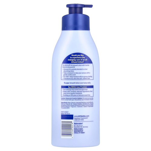 Nivea, Масляный лосьон, ванильное и миндальное масло, 500 мл (16,9 жидк. унц.)