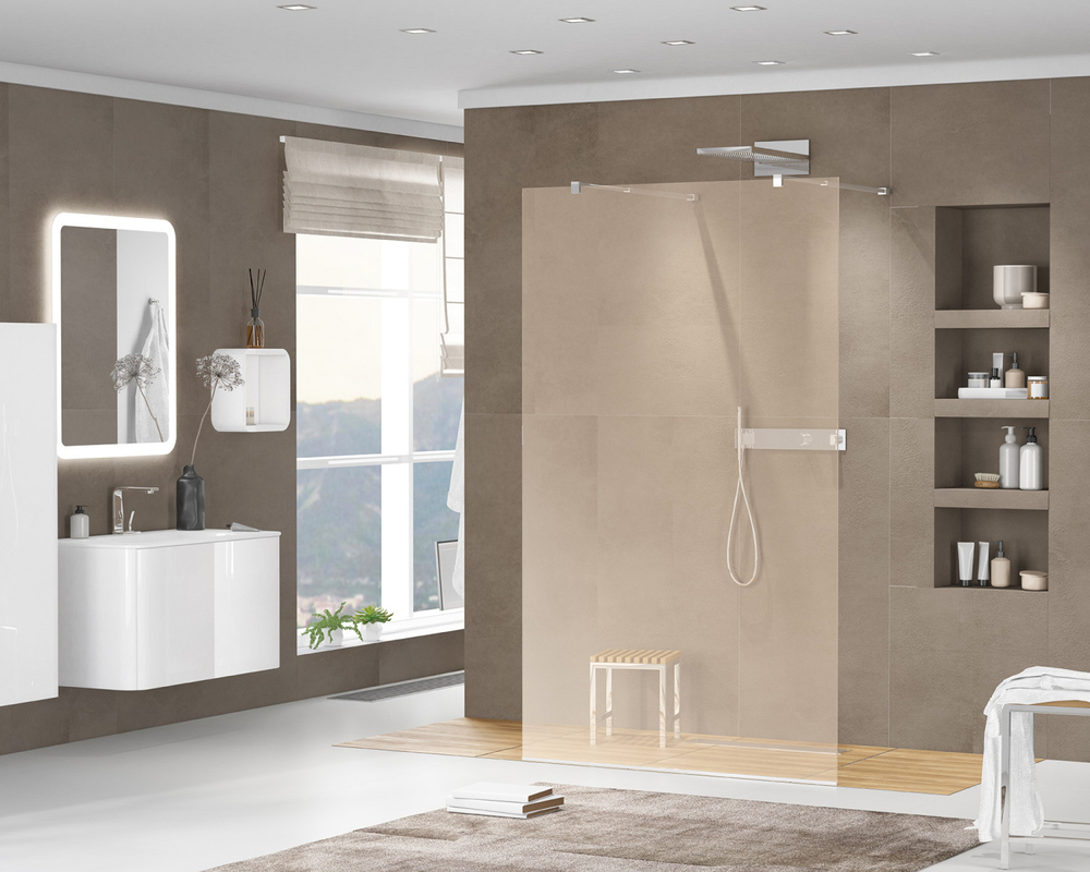 Душевая перегородка Cezares LIBERTA-L-2-110-BR-Cr профиль хром, стекло бронза