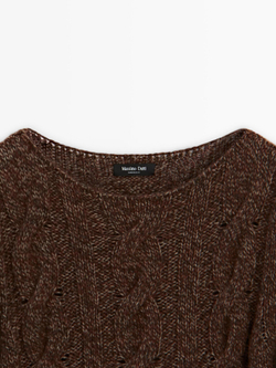 Massimo Dutti Свитер с вырезом лодочкой, коричневый