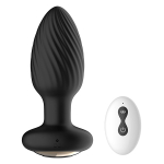 Черная анальная вибропробка 9,8см с вращением и пультом ДУ Secwell Twist Anal Plug Training SW1063