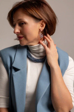 Серьги "Деора" светлый серо-голубой чешский хрусталь, оттенок серебро