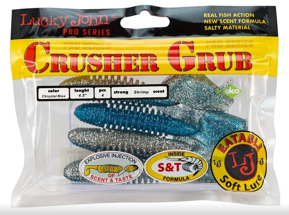 Силиконовая приманка LJ Pro Series CRUSHER GRUB 3.9in 10см #T05 Chrystal Blue