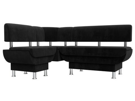 Диван кухонный угловой Альфа левый угол, Черный, Велюр, 116698L