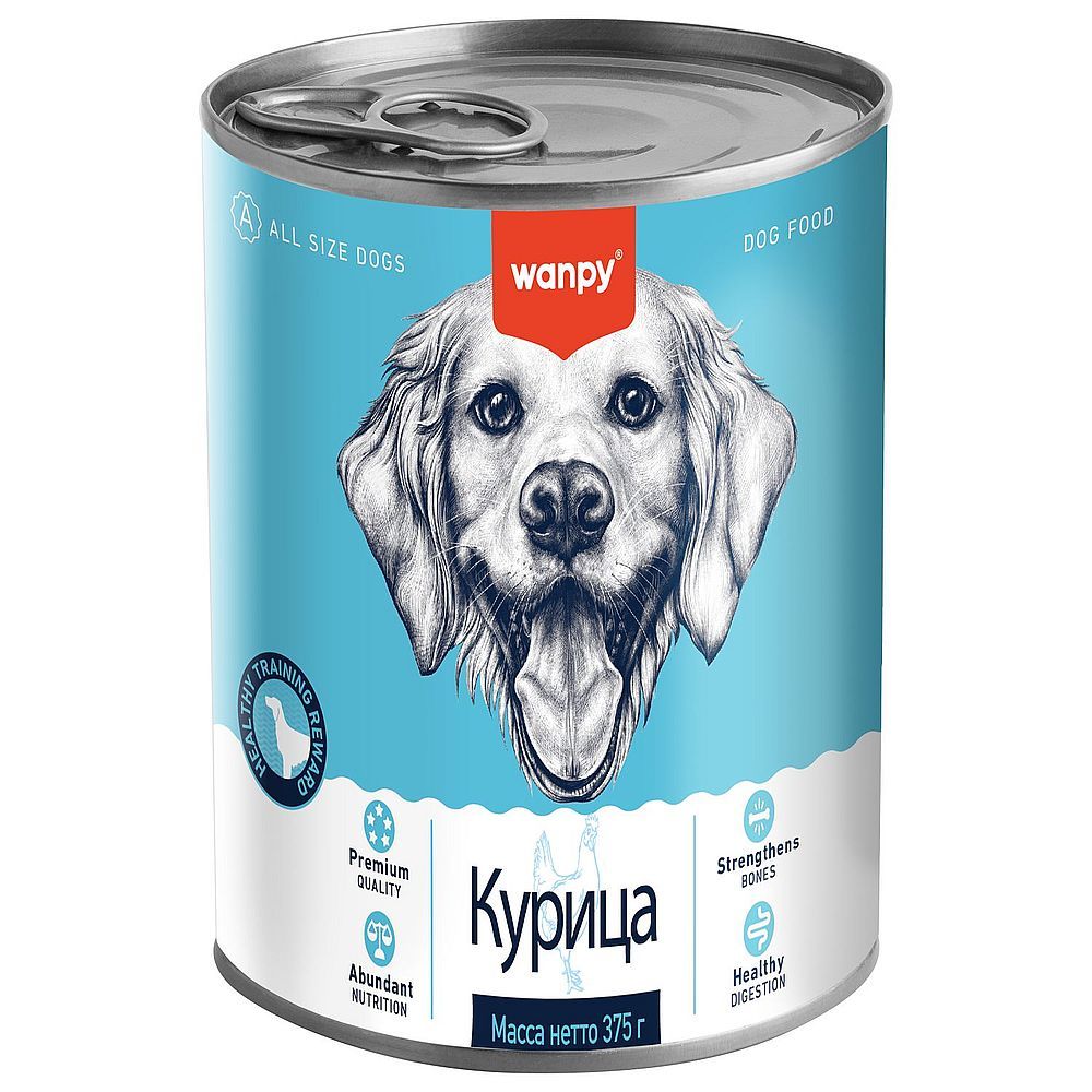 Влажный корм Wanpy Dog для собак из курицы, Банка 375 г