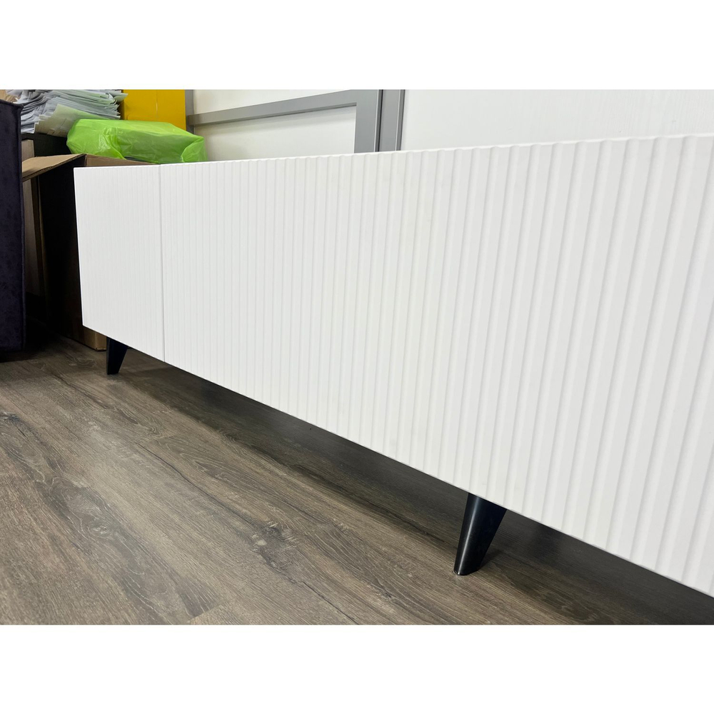 Тумба под телевизор подвесная Белый снег Софт, Паола, 213х35х35,8 см