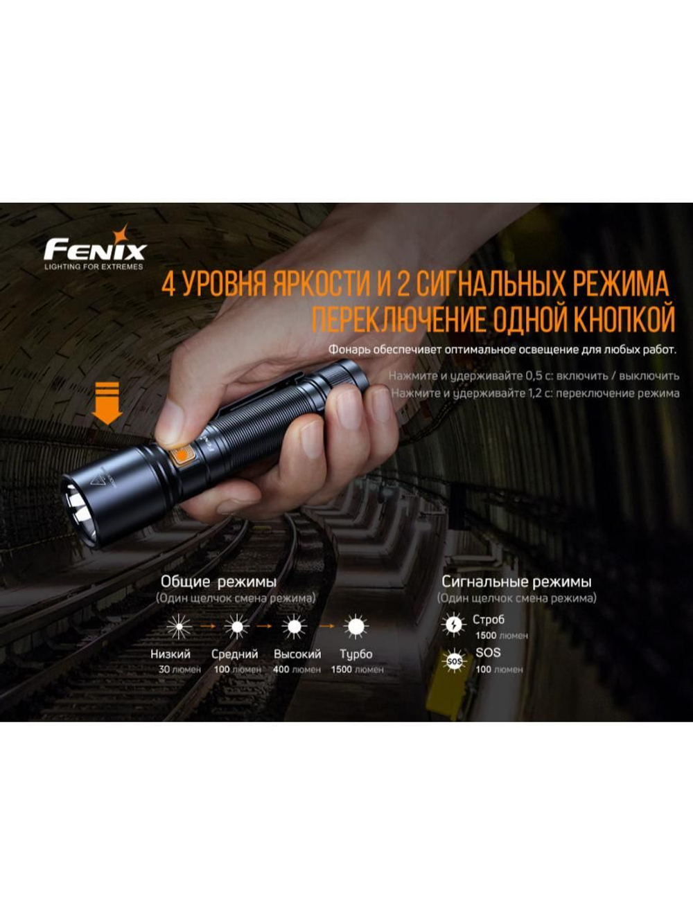 Фонарь Fenix C6 V3.0 оранжевый 1500 люмен