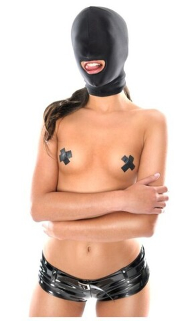 Маска с отверстием для рта черная Fetish Fantasy Series Spandex Open Mouth Hood (Цвет: черный)
