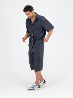 Костюм льняной с шортами. Графит