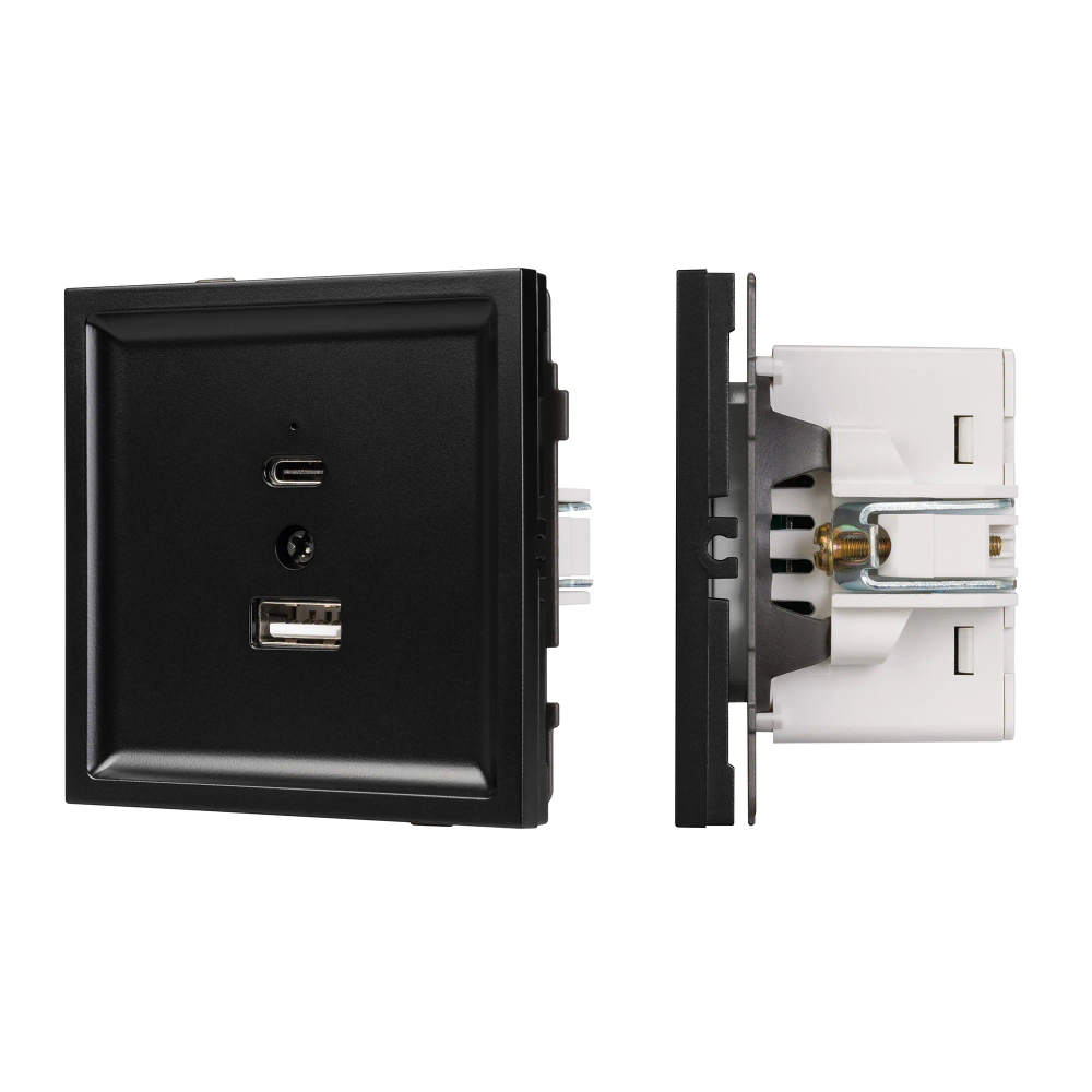 Механизм USB розетки SCT-TENDO-MUAC-PL-BK (5V, 3A, QC3) (Arlight, -) 054095