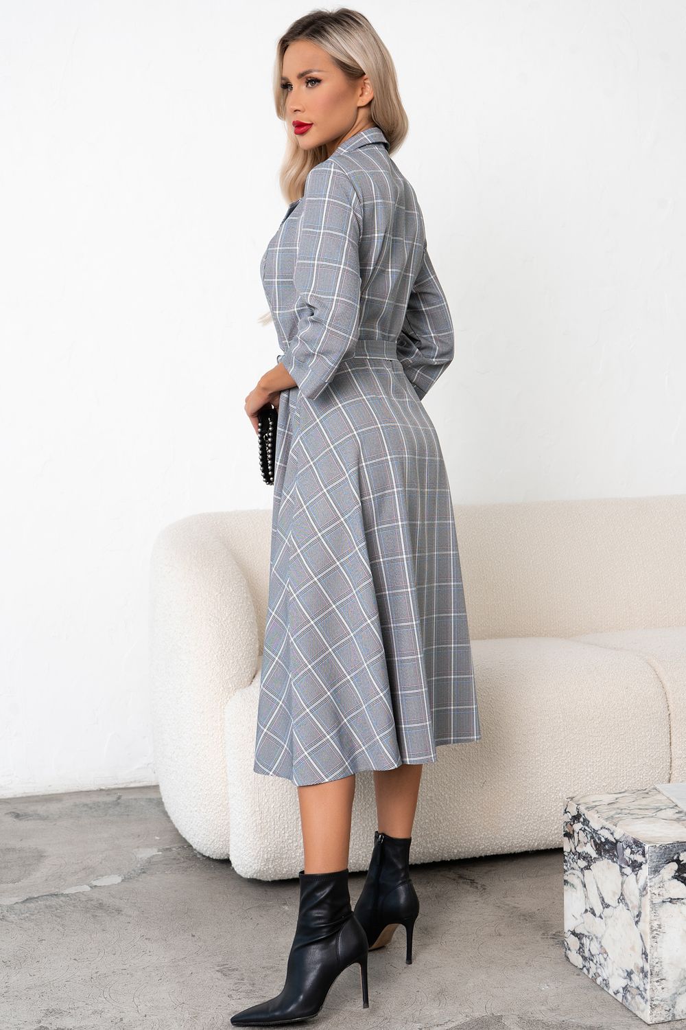 Платье в клетку (серый) Р11-1225/3 Nikol