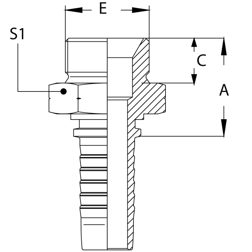 Фитинг DN 12 DK (Ш) 22x1.5 для оплёточных рукавов