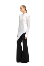 Лонгслив с бельевой деталью молочный