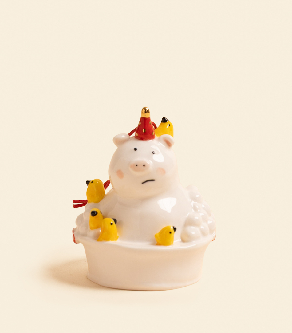 Елочная игрушка – Свинья в тазу | Александра Маврина