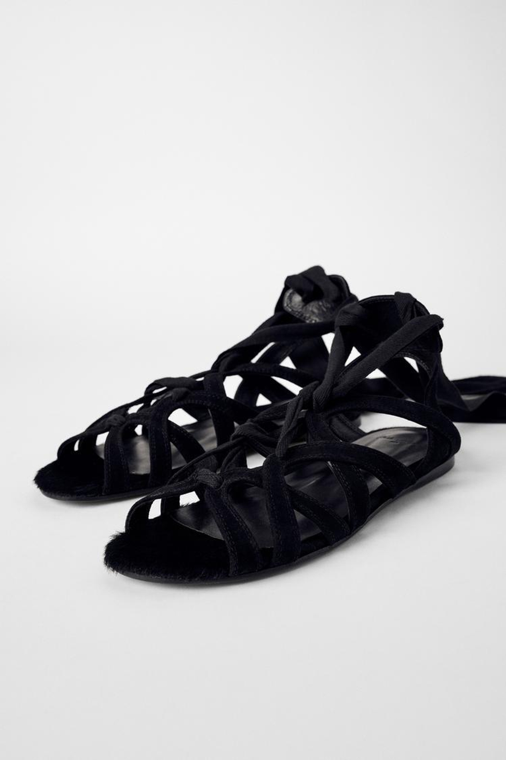 ZARA X KATE MOSS САНДАЛИИ НА ПЛОСКОЙ ПОДОШВЕ, ЧЕРНЫЙ