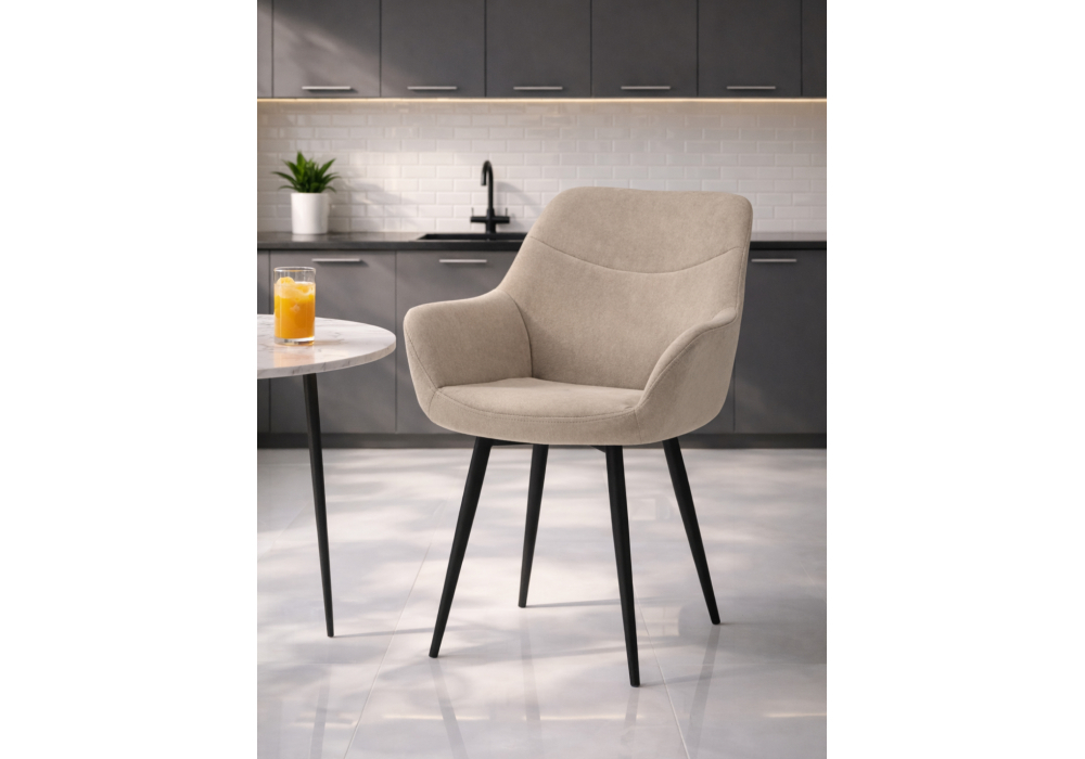 Стул на металлокаркасе Woodville Флюид бежевый (zd 210), черный