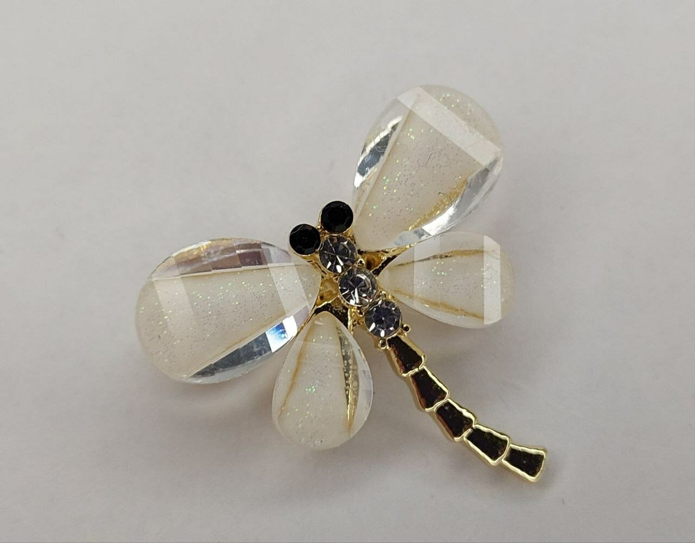 Брошка "Стрекоза" костюмная.  Строгая. Классическая.Цвет золото